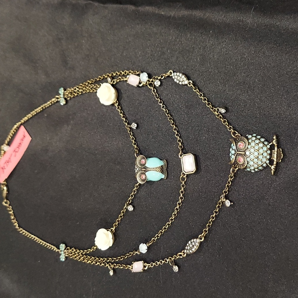 Betsey Johnson OWL LAYERED NECKLACE - Picture 2 of 8
